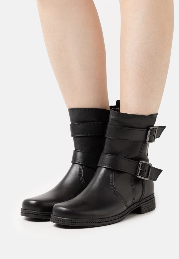 Gabor Black Cowboy/biker Ankle Boot